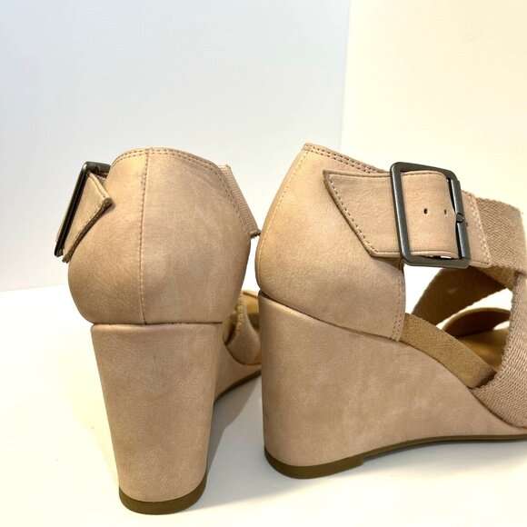 Life Stride Soft System Hayden Women's Beige Faux Leather Wedge Heels Size 6.5M - Picture 4 of 5